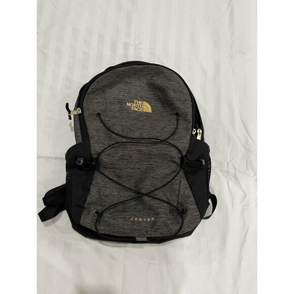 THE NORTH FACE Jester Everyday Laptop School Backpack Black Gold Hiking - Picture 1 of 10